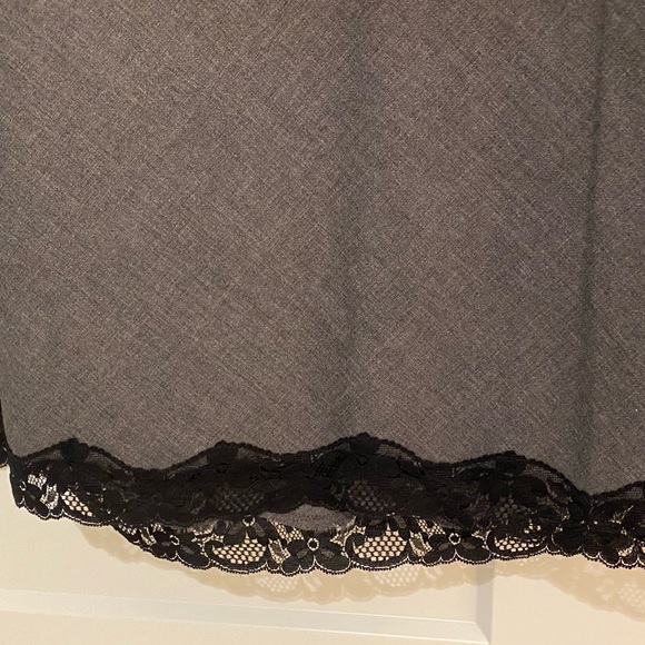 Gorgeous gray A-line skirt with lace trim. - Picture 2 of 4